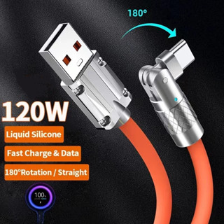 สายชาร์จ 120w 180°สายชาร์จ micro usb typec แบบหมุนได้ สําหรับ OPPO VIVO