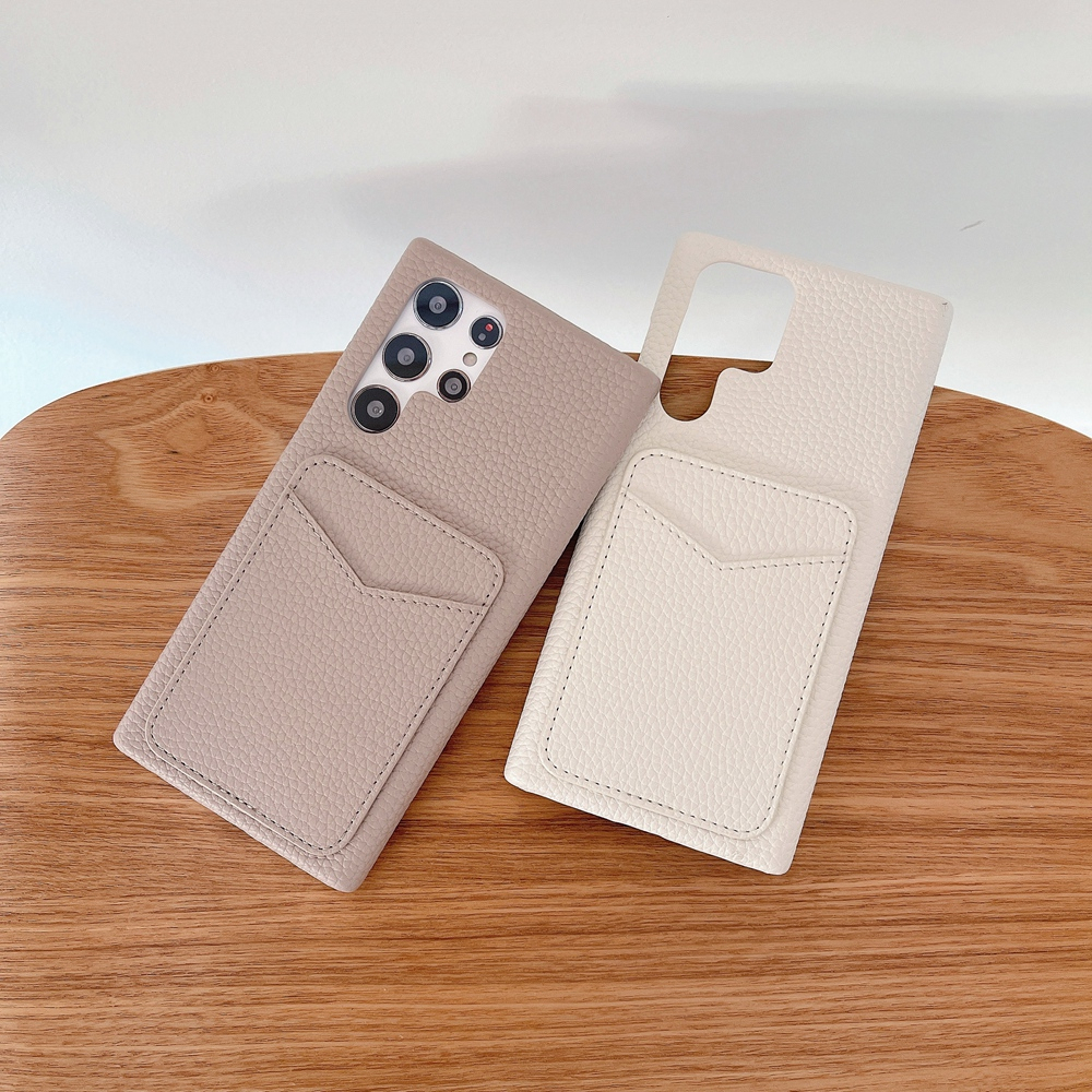 V รูปร่างช่องเสียบการ์ด Litchi Grain Lether สําหรับ Samsung Galaxy S23 S24 S25 S26 Ultra S26 FE S25 Plus ด้านล่างปกแข็งที่ว่างเปล่า