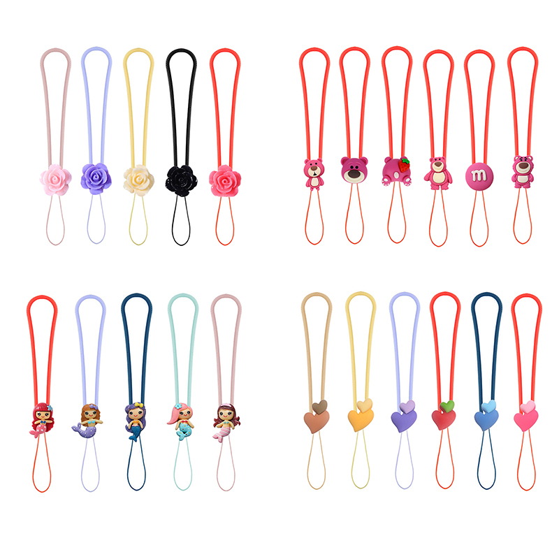 สายคล้องข้อมือ จี้หลากสี เชือกเส้นเล็กสั้น สีแคนดี้ เชือกป้องกันการตก สายคล้องโทรศัพท์ ซิลิโคน สากล