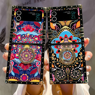 เคสโทรศัพท์มือถือ ทรงสี่เหลี่ยม สีสันสดใส สําหรับ Samsung Galaxy Z Flip 4 Z Flip 3 Flip 4