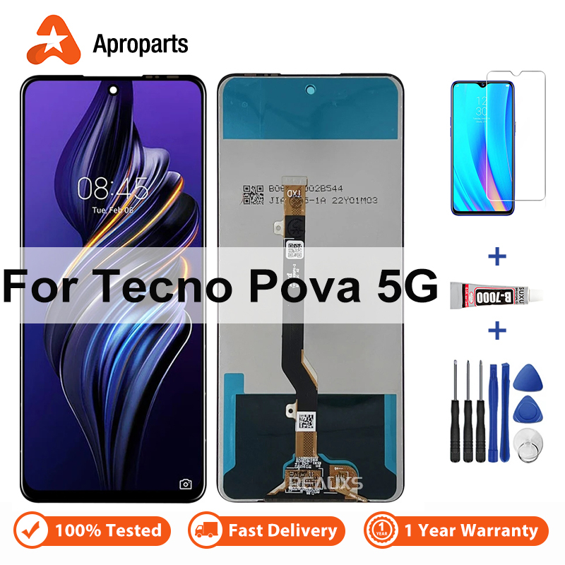 หน้าจอสําหรับ Tecno Pova 2 3 5G LE7 LE7n LF7n LE8 จอแสดงผล LCD Touch Panel Digitizer Assembly Pova5G
