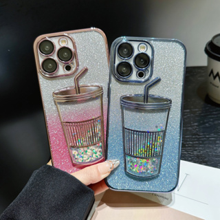 เคสโทรศัพท์มือถือ TPU แบบนิ่ม ประดับเลื่อม และกลิตเตอร์ ไล่โทนสี สําหรับ iPhone 13 12 11 Pro Max