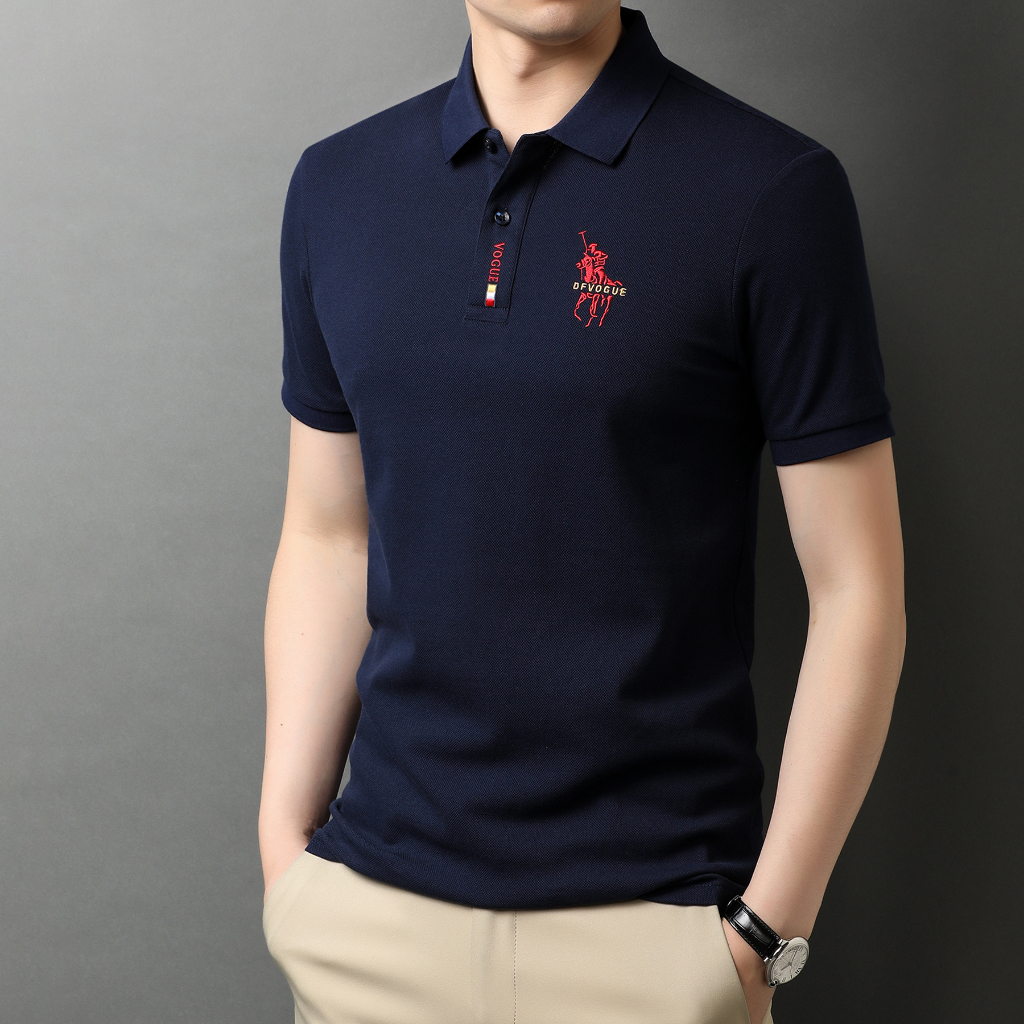 เสื้อโปโลแขนสั้นลําลอง แบบเข้ารูป แฟชั่นฤดูร้อน สไตล์เกาหลี สไตล์นักธุรกิจ สําหรับผู้ชาย