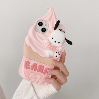 เคสโทรศัพท์มือถือ ซิลิโคนนิ่ม กันกระแทก ลายไอศกรีม Pochacco 3D สีชมพู น่ารัก หรูหรา สําหรับ IPhone 14PROMAX 11 12PROMAX 11PROMAX 12 12PRO 13 13PRO 13PROMAX 14 14PRO