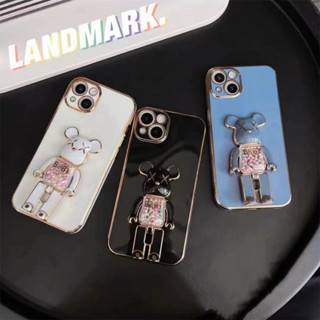 เคส VIVO Y91 Y95 Y93 Y91i Y11 Y12i Y15S Y01 Y10 Y21 Y21S Y33S Y51 Y31 Y33 Y51A Y51S Y53S ขอบตรงชุบเปลือกหมีรุนแรงหมุนสนับสนุน