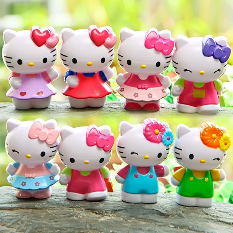 8 ชิ้น/เซ็ต Hello Kitty ตุ๊กตา Sanrio Miniature Figures ของเล่นเด็ก