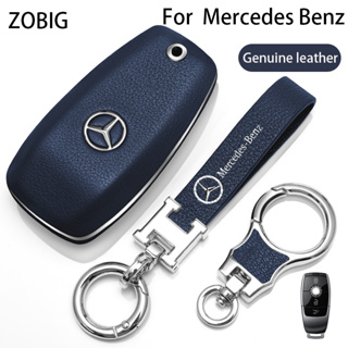 Zobig เคสกุญแจรถยนต์ หนังวัวแท้ พร้อมพวงกุญแจ สําหรับ Mercedes Benz A-Class C-Class G-Class E-Class S-Class 260L E Class e300L e260L GLC A200L