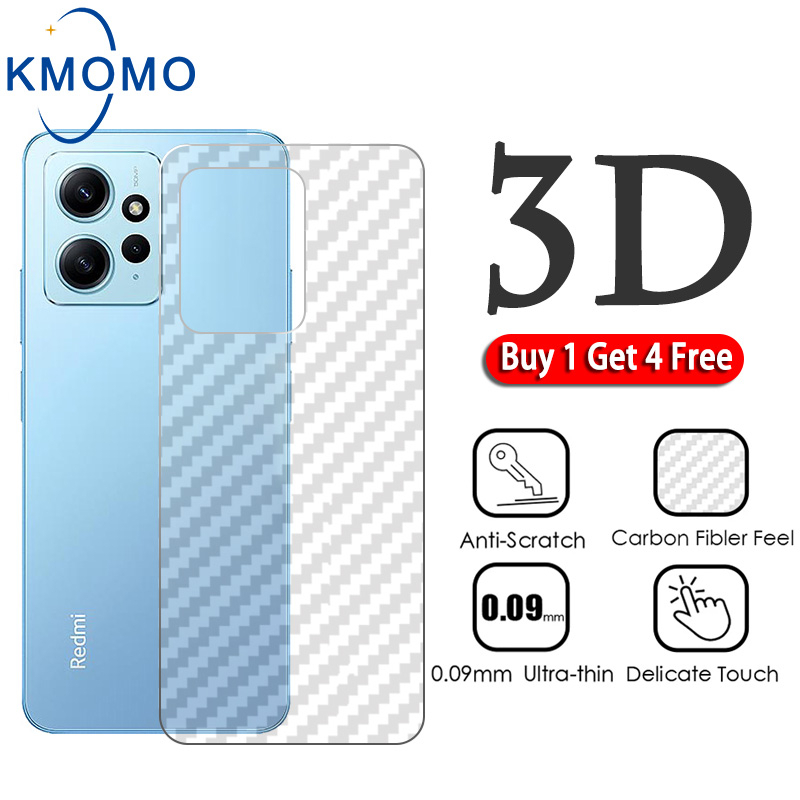 ซื้อ 1 แถม 4 For Xiaomi Redmi ฟิล์มกันรอยหลัง สีใส Note 13 12 4G + 12s 11 Pro 5G 11s 10 10s 9 9s 8 7 Plus
