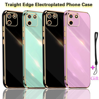 เคสโทรศัพท์มือถือ ชุบไฟฟ้า ขอบตรง สําหรับ Realme C11 2020