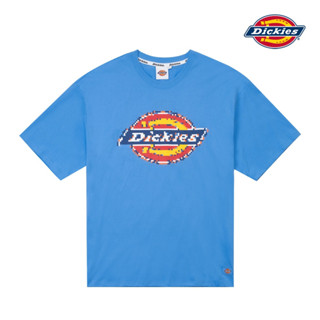 Dickies เสื้อยืดแขนสั้นลําลอง ผ้าฝ้ายแท้ พิมพ์ลายโลโก้ Dickies สีฟ้า สําหรับผู้ชาย และผู้หญิง | Dk011539E62