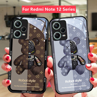 เคส Redmi Note 12 11 11S 10 Pro Pro+ Plus 5G เคส Xiaomi 11T 12T 10T 12 Pro หมี Redmi 12 12C เคส bear หรูหราของเหลวแก้วกันกระแทกและ Drop-Proof เคสโทรศัพท์ Street แฟชั่นหมี