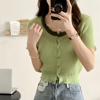 Suxi เสื้อท็อปแขนสั้นลําลอง คอยู ผ้าถัก ทรงสลิมฟิต แฟชั่นฤดูใบไม้ผลิ สําหรับผู้หญิง