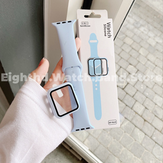 2 In 1 เคสนาฬิกาข้อมือยางซิลิโคน สําหรับ Apple Series 7 6 SE 5 4 3 2 1 iWatch ขนาด 41 มม. 45 มม. 44 มม. 40 มม. 42 มม. 38 มม.