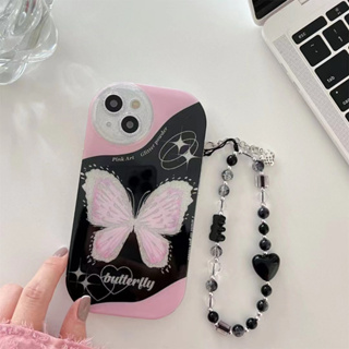 เคสโทรศัพท์มือถือ tpu แบบนิ่ม ลายผีเสื้อ สีชมพู สําหรับ iPhone 14 14promax 14pro 11 12 12PRO 12PROMAX 13 13pro 13promax