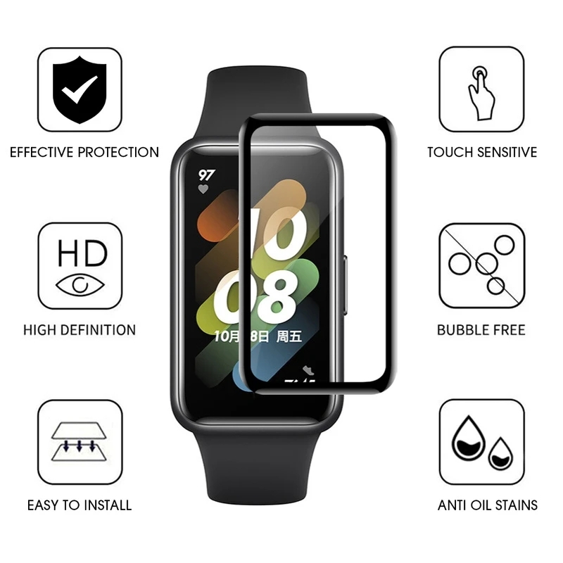 ฟิล์มกันรอย Huawei Band 10 ฟิล์ม ฟิล์มกระจกนิรภัยกันรอย 3D Pmma สําหรับ Huawei Band 8 7 Watch Fit 2 Watch Fit New