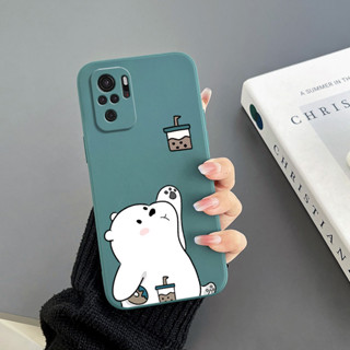 เคสโทรศัพท์มือถือ Tpu ขอบตรง ลายหมีชานม สีขาว สําหรับ Redmi note 10 4G Redmi note 10pro 4G Redmi note 10 5G Redmi note 10pro 5G Redmi note 11 4G Redmi note 11S 4G