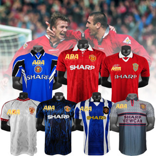 เสื้อกีฬาแขนสั้น ลายทีมชาติฟุตบอล Man United Man UTD 91 92 92 94 95 96 96 98 99 00 ชุดเยือน สไตล์เรโทร สําหรับผู้ชาย ไซซ์ S - 2XL