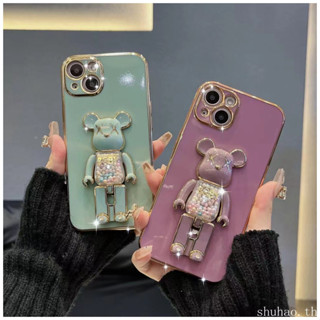 เคส For iPhone Xs Max iPhone 11 iPhone 11 Pro iPhone 11 Pro max iPhone 12 iPhone 12 Pro กรณีโทรศัพท์ชุบขอบตรง กรณีโทรศัพท์หมีความรุนแรง