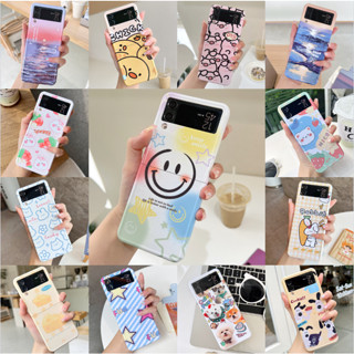 เคสโทรศัพท์มือถือแบบแข็ง พับได้ กันกระแทก ลายการ์ตูนหน้ายิ้ม ดาว สําหรับ Samsung Galaxy Z Flip 3 Z Flip 4