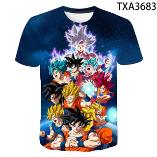 เสื้อยืดแขนสั้นลําลอง พิมพ์ลายการ์ตูน Dragon Ball 3 มิติ แฟชั่นฤดูร้อน สไตล์สตรีท สําหรับผู้ชาย และผู้หญิง