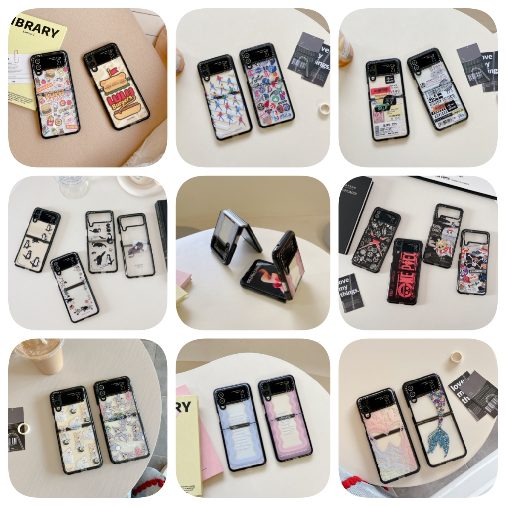 SAMSUNG One Piece,Fantasy Butterfly,แมวดํา,ผ้าคลุมการ์ตูนน่ารักเข้ากันได้กับSamsung Galaxy Z Flip 6 Flip 5 Flip 4 Flip 3 5Gป้องกันกรณี