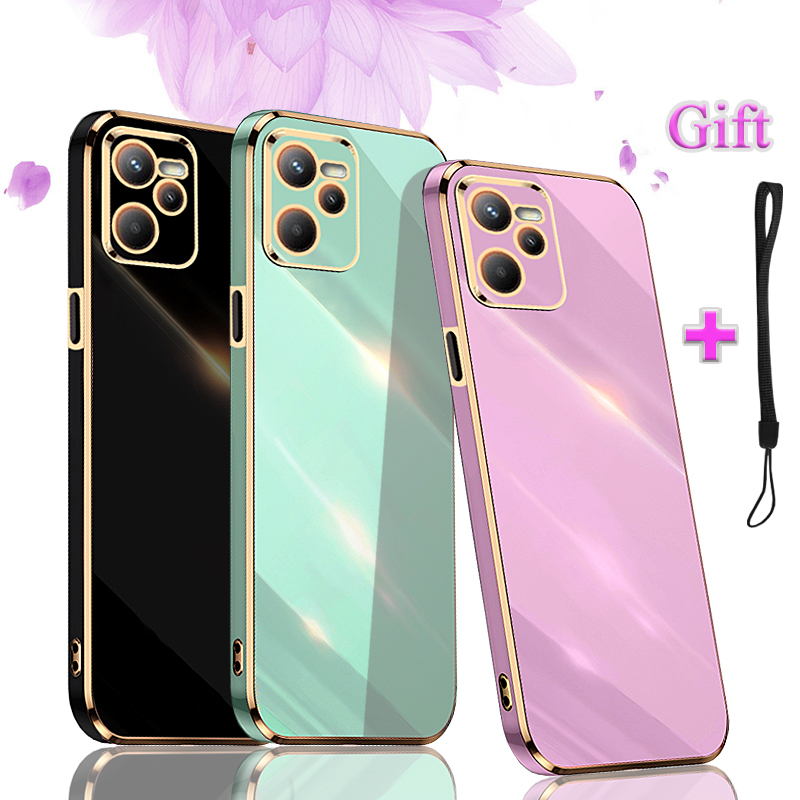 Realme C35 Traight Edge Electroplated เคสโทรศัพท์การ์ตูนสําหรับ Realme C35 ฝาครอบโทรศัพท์