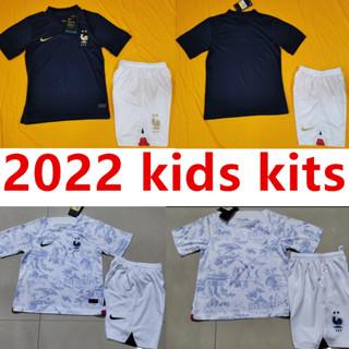 เสื้อกีฬาแขนสั้น ลายทีมชาติฟุตบอล France 2022 2023 ชุดเหย้า เยือน สําหรับเด็ก