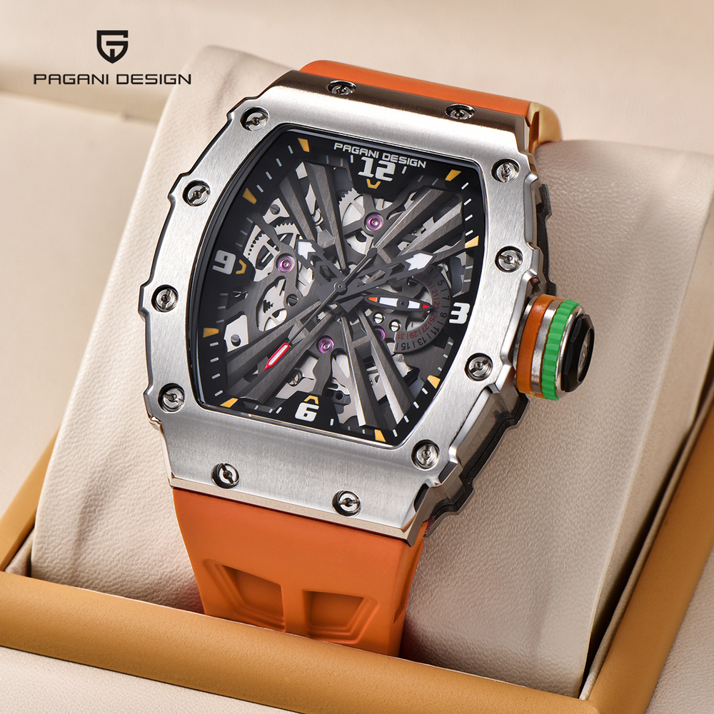 ของแท้ 100% PAGANI DESIGN 42MM นาฬิกา นาฬิกาผู้ชาย ญี่ปุ่น VH64 ควอตซ์ นาฬิกาผู้ชาย 100M กันน้ำ นาฬิ