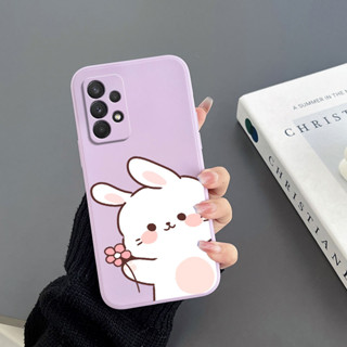 เคสโทรศัพท์มือถือ Tpu ขอบตรง ลายดอกไม้ กระต่าย สําหรับ Samsung A32 4G A32 5G A52 4G A52S 4G A72 4G A22 4G A22 5G