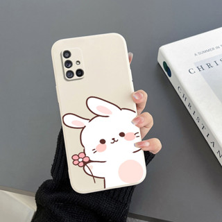 เคสโทรศัพท์มือถือ Tpu ขอบตรง ลายกระต่าย สําหรับ Samsung A71 4G A51 4G A750 A7 2018 A23 A03 A03S