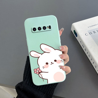 เคสโทรศัพท์มือถือ Tpu ขอบตรง ลายดอกไม้ กระต่าย สําหรับ Samsung S10 S10plus S20 S20fe S20plus S20Ultra