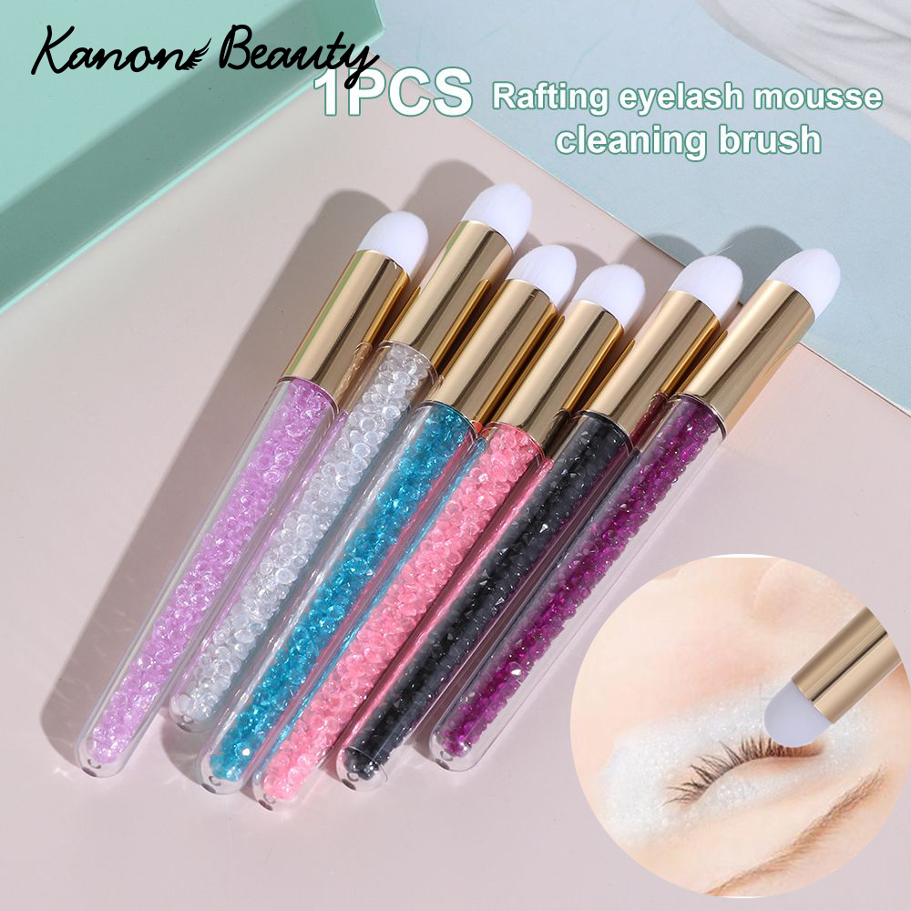 1 PC Eyelashes ทําความสะอาดแชมพูแปรงสําหรับ Eyelash Extension คริสตัลลูกปัด Handle แปรงแต ่ งหน ้ า Blackhead Remover แปรงจมูก
