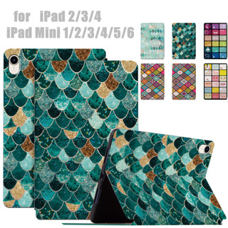 for iPad Mini 1 2 3 4 5 6 Tablet Case Fancy Lattice Series High Quality Non-slip Leather Stand Flip Cover