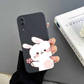 เคสโทรศัพท์มือถือ Tpu ขอบตรง ลายดอกไม้ กระต่าย สําหรับ Huawei P20 Huawei P20 PRO Huawei P20 Lite 4G Huawei P30 Huawei P30 PRO Huawei P30 Lite