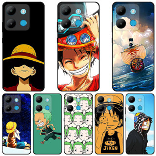 เคสโทรศัพท์มือถือ ซิลิโคนนิ่ม กันกระแทก ลายการ์ตูนอนิเมะ One Piece สีดํา สําหรับ Infinix Smart 7 Plus Smart7