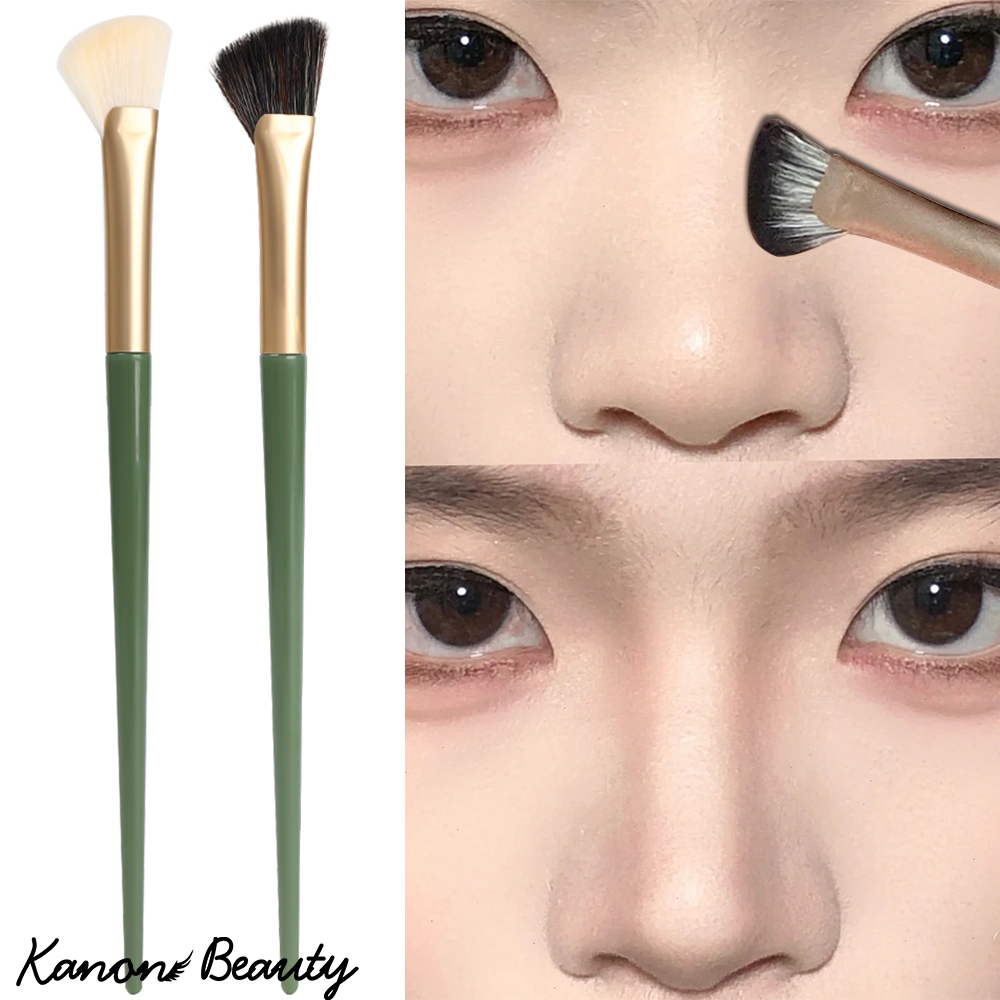 ครึ ่ งรูปพัดลมจมูกแปรงนุ ่ มแบบพกพามุมจมูก Contour Smudge แปรง Professional Highlighter Blush Make Up เครื ่ องมือ