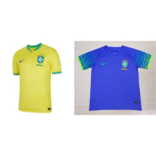 เสื้อกีฬาแขนสั้น ลายทีมชาติฟุตบอล Brazil Home Away Fan Version ไซซ์ S - 4XL 22-23