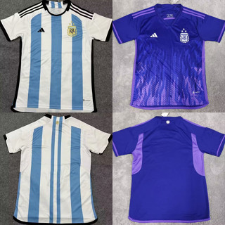 [Fans] ใหม่ เสื้อเชิ้ตแขนสั้น ลายฟุตบอล World Cup Argentina Home&amp; Away คุณภาพสูง ไซซ์ S-4XL 2223