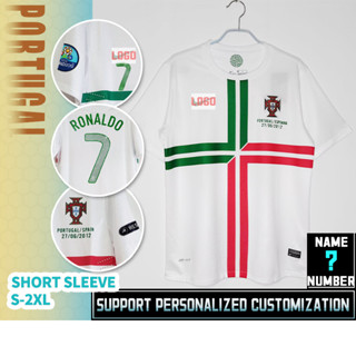 เสื้อกีฬาแขนสั้น ลายทีมชาติฟุตบอล Portugal away 2012-13 [Vintage] ชุดเหย้า คุณภาพสูง ไซซ์ S-2XL