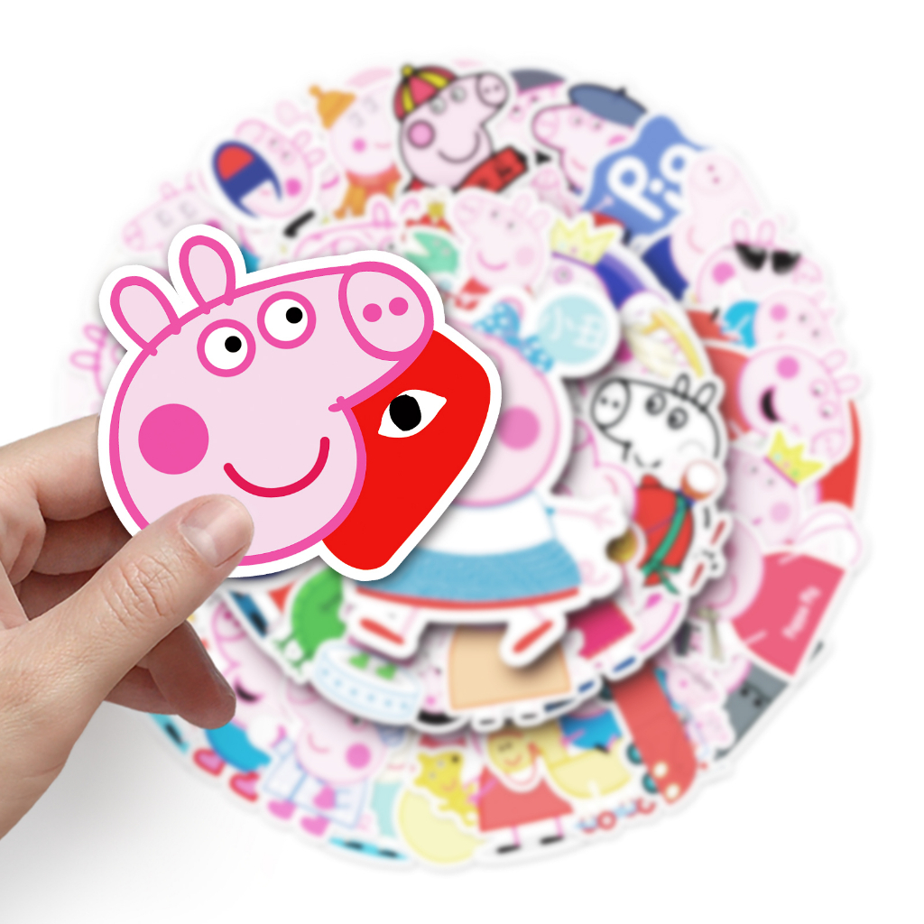 สติกเกอร์รูปลอก กันน้ํา ลาย Peppa pig DIY แบบสร้างสรรค์ สําหรับติดตกแต่งรถยนต์ จํานวน 52 ชิ้น