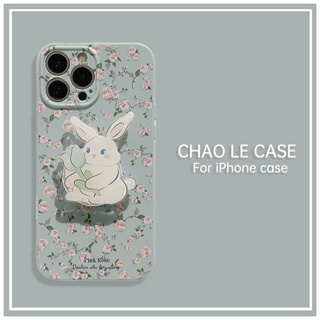 เคสโทรศัพท์กันกระแทกสำหรับ iphone 14 pro 13 Pro max กันกระแทกฝาครอบ TPU iphone 12 Pro 11 Green Bunny Stand เคสโทรศัพท์น่ารัก