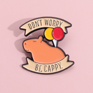 เข็มกลัด รูปการ์ตูนสัตว์ Dont Worry Be Carry Enamel Pins สไตล์ฮิปโป สําหรับเพื่อน เด็ก