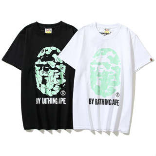 Bape เสื้อยืดแขนสั้น ผ้าฝ้าย พิมพ์ลาย แฟชั่นสําหรับผู้ชายและผู้หญิง