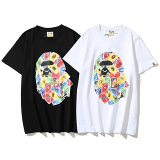 Bape เสื้อยืดแขนสั้น ผ้าฝ้าย พิมพ์ลาย แฟชั่นสําหรับผู้ชายและผู้หญิง