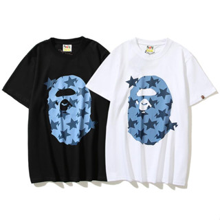 Bape เสื้อยืดแขนสั้น ผ้าฝ้าย พิมพ์ลาย แฟชั่นสําหรับผู้ชายและผู้หญิง