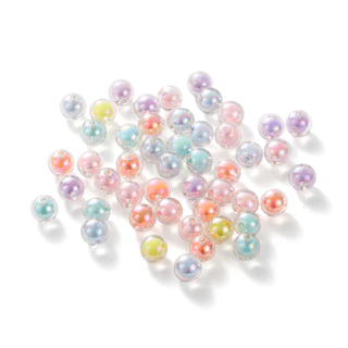 St. kunkka 50Pcs 8-10mm ลูกปัดอะคริลิคใส ทรงกลม หลากสี สําหรับทําเครื่องประดับ สร้อยคอ สร้อยข้อมือ DIY 50 ชิ้น