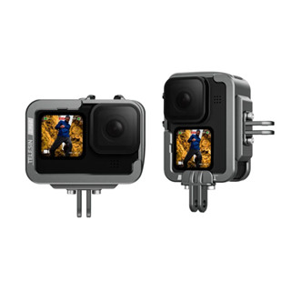 Telesin เคสอลูมิเนียมอัลลอยด์ พร้อมขาตั้งแนวตั้ง สําหรับ GoPro 9 10 11 GoPro Hero 9 10 11