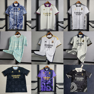 R- เสื้อกีฬาแขนสั้น ลายทีมฟุตบอล Madrid [Fan Version] S-2XL * คุณภาพสูง