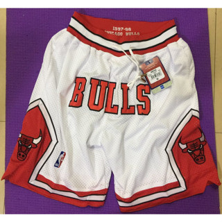 กางเกงขาสั้น ปักลายโลโก้ Chicago BULLS Rodman michael DeRozan Pippen BULLS just don ขนาดใหญ่ สีขาว สําหรับผู้ชาย