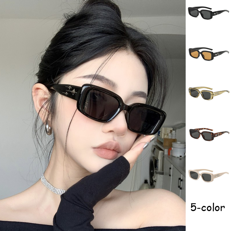 เวอร์ชั่นเกาหลีแฟชั่น Retro Square แว่นตากันแดดสําหรับผู้หญิงผู้ชายดาวตกคุณภาพสูง Shade แว่นตา Anti 